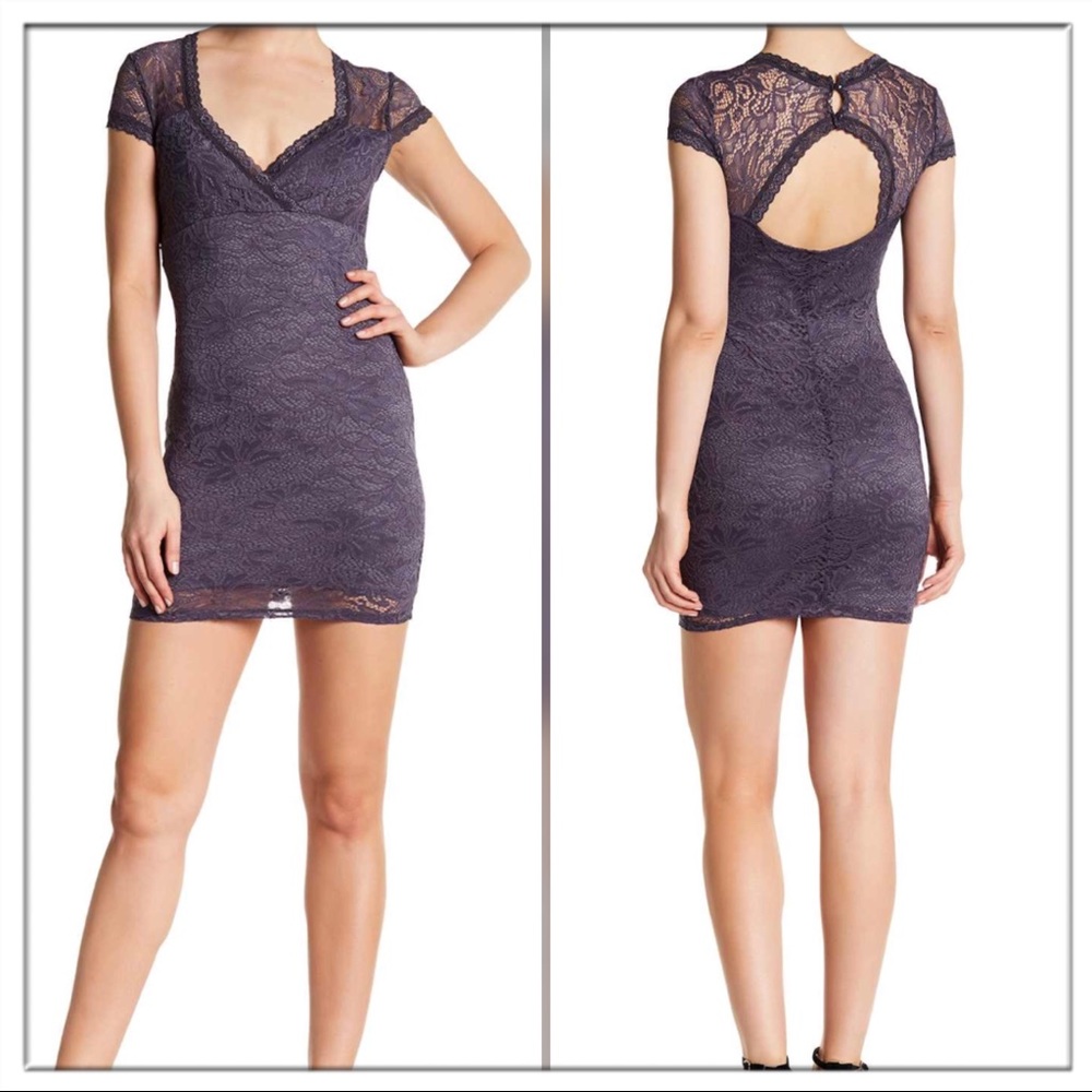 Elegant Lace Mini Dress in Purple